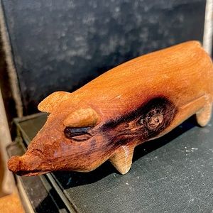 hand carved wood pig from tonga